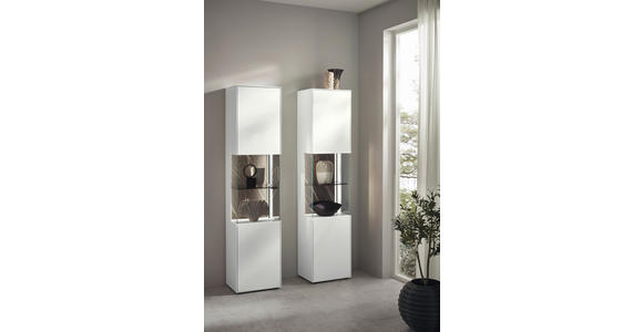 VITRINE Weiß  46,9/205,5/37,1 cm  - Schwarz/Weiß, Design, Glas/Keramik (46,9/205,5/37,1cm) - Dieter Knoll