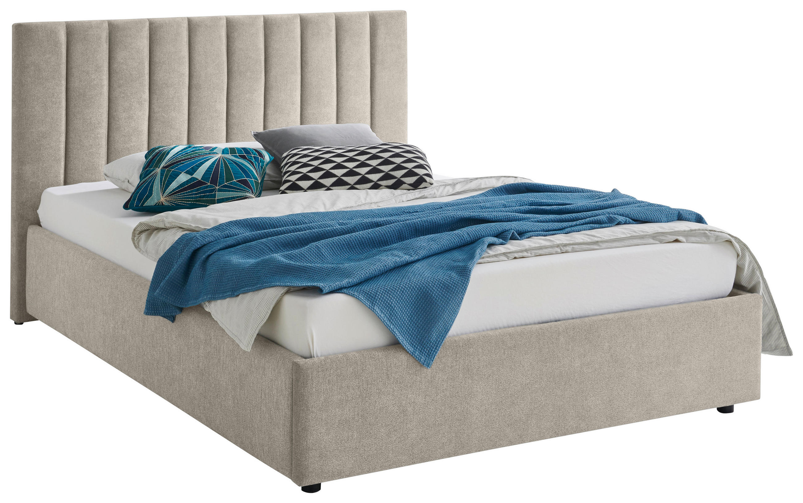 POLSTERBETT 140/200 cm  in Beige  - Beige/Schwarz, Design, Holz/Textil (140/200cm) - Boxxx