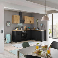 ECKKÜCHE 220/175 cm  in Schwarz, Eiche Artisan  - Schwarz/Eiche Artisan, Basics, Holzwerkstoff/Metall (220/175cm) - MID.YOU