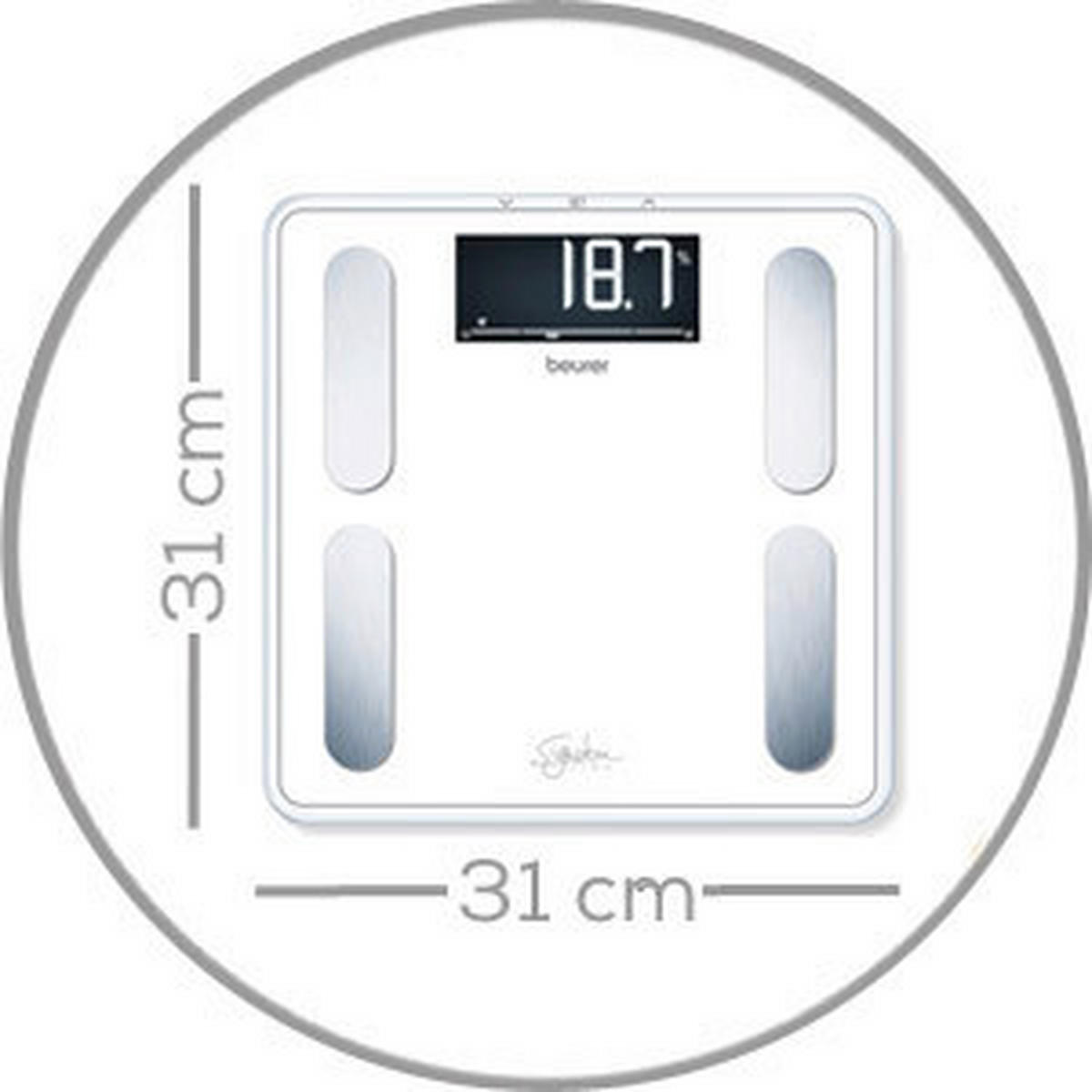 KÖRPERANALYSEWAAGE - Weiss, Basics, Glas (36.3/35.5/4.1cm) - Beurer
