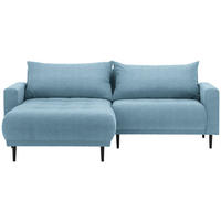 ECKSOFA in Flachgewebe Blau  160/215 cm  - Blau/Schwarz, Design, Holz/Textil (160/215cm) - Stylife