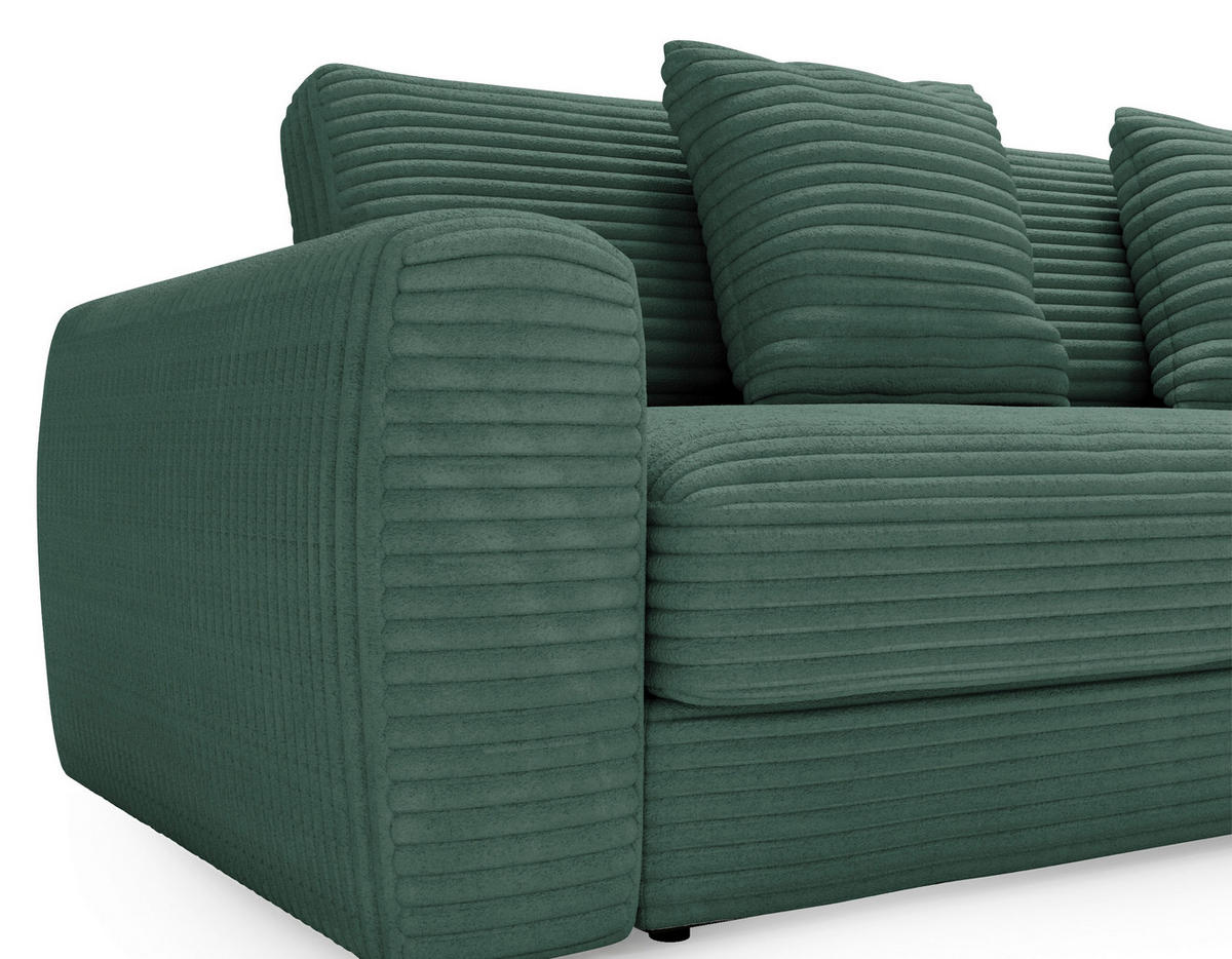 ECKSOFA in Cord Waldgrün  - Waldgrün/Schwarz, Modern, Kunststoff/Textil (302/182cm) - Carryhome