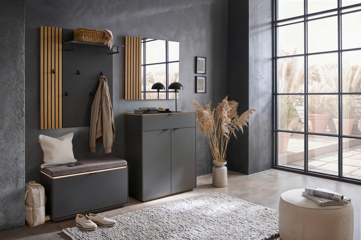 GARDEROBENPANEEL  in 85/111/32 cm  - Anthrazit/Naturfarben, Design, Holz/Holzwerkstoff (85/111/32cm) - Dieter Knoll