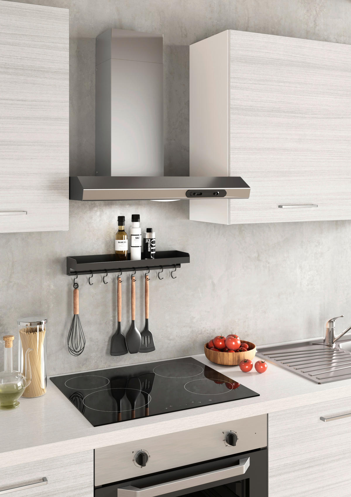 KÜCHENBLOCK 300 cm   in Eukalyptusholzfarben  - Eukalyptusholzfarben/Alufarben, LIFESTYLE, Holzwerkstoff/Kunststoff (300cm) - MID.YOU