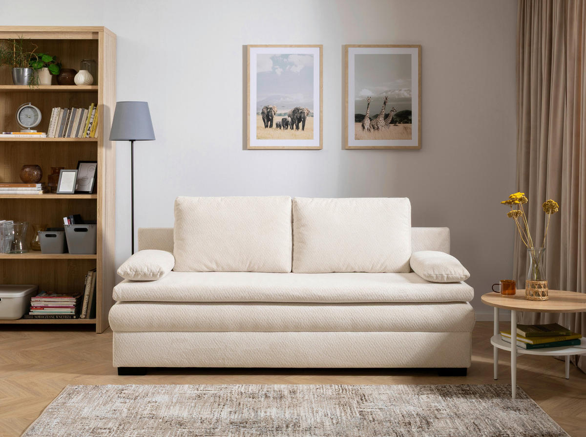 SCHLAFSOFA - Creme/Schwarz, KONVENTIONELL, Kunststoff/Textil (195/93/83cm) - Carryhome