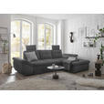 ECKSOFA  in Mikrovelours Grau  - Schwarz/Grau, KONVENTIONELL, Kunststoff/Textil (275/170cm) - Carryhome