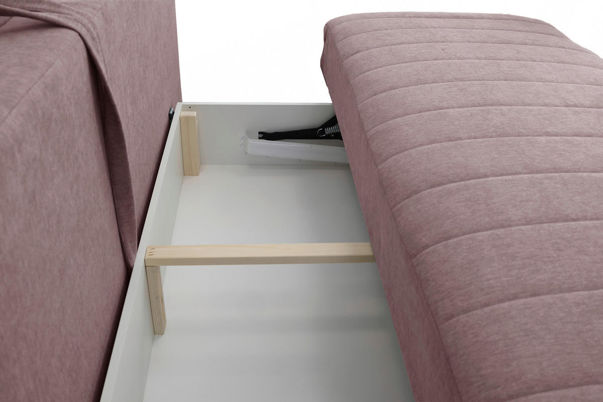 SCHLAFSOFA  mit Liegefunktion Flachgewebe Rosa  - Schwarz/Rosa, Basics, Textil/Metall (202/98/78cm) - Livetastic