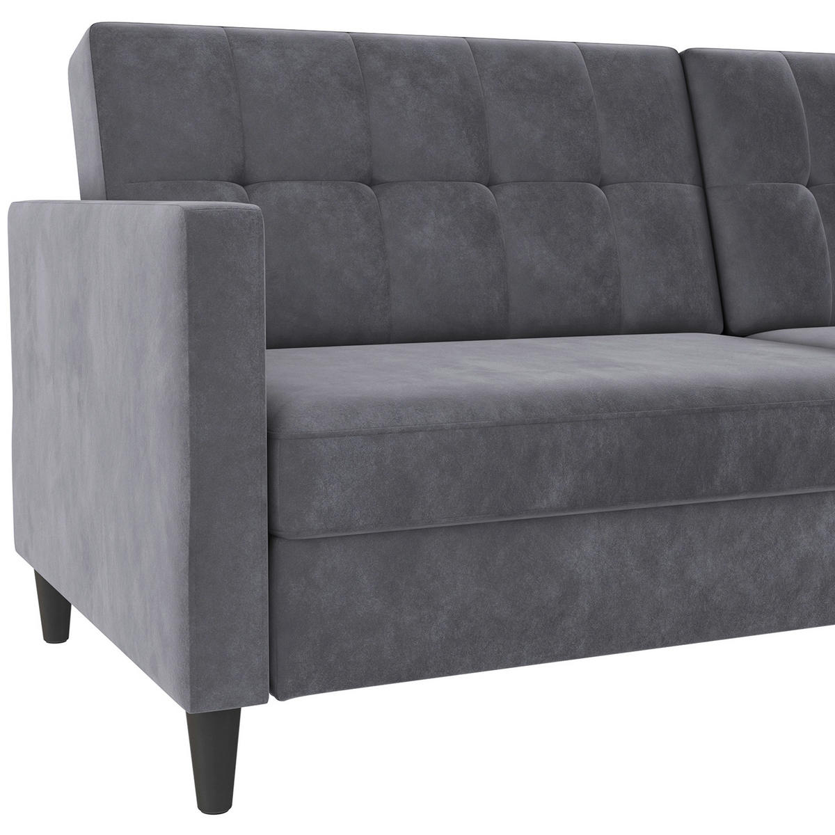 SCHLAFSOFA HANNOVER in Samt Anthrazit Vintage, Skandinavisch, Modern  - Anthrazit/Schwarz, Basics, Kunststoff/Textil (203/82/83cm) - Livetastic