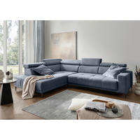 ECKSOFA Chenille Hellblau  - Schwarz/Hellblau, Konventionell, Textil/Metall (225/305cm) - Livetastic