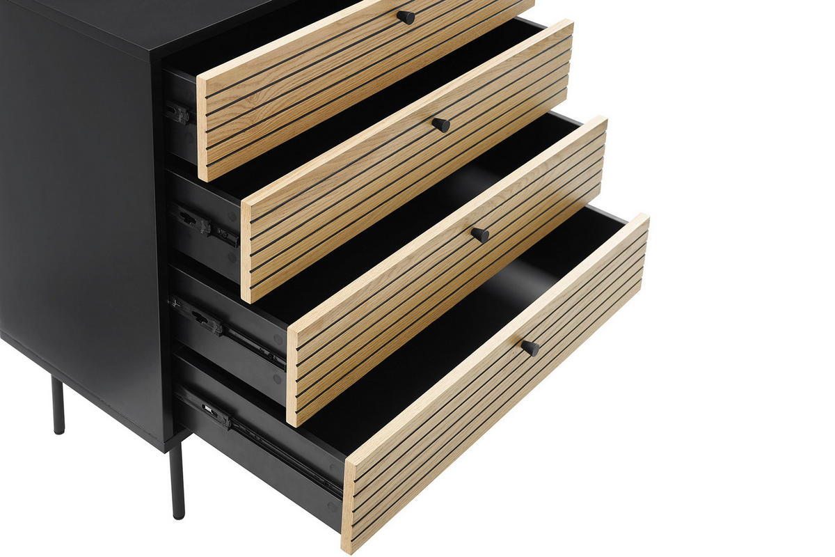KOMMODE  in 80/85/40 cm  - Eichefarben/Schwarz, Design, Holz/Holzwerkstoff (80/85/40cm) - Livetastic