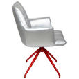 ARMLEHNSTUHL  in Eisen Lederlook  - Rot/Silberfarben, Design, Textil/Metall (59/89,5/63cm) - Novel