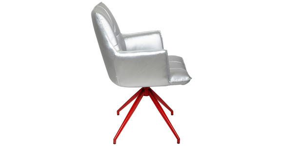 ARMLEHNSTUHL  in Eisen Lederlook  - Rot/Silberfarben, Design, Textil/Metall (59/89,5/63cm) - Novel