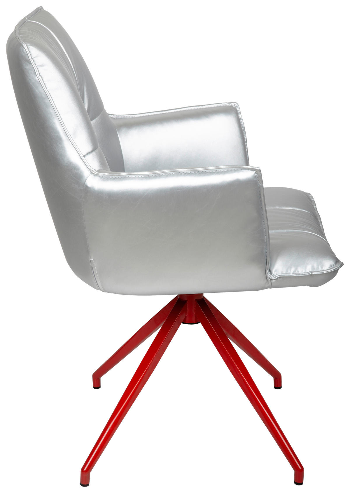 ARMLEHNSTUHL  in Eisen Lederlook  - Rot/Silberfarben, Design, Textil/Metall (59/89,5/63cm) - Novel