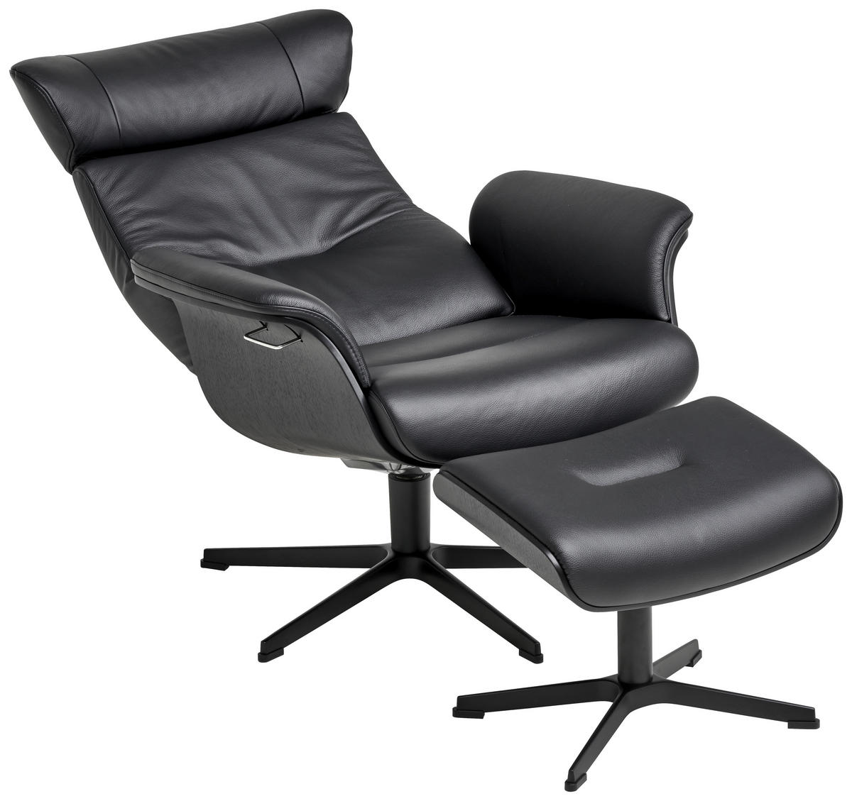 RELAXSESSEL in Leder Schwarz  - Schwarz, Natur, Leder/Metall (81/110/80cm) - Conform
