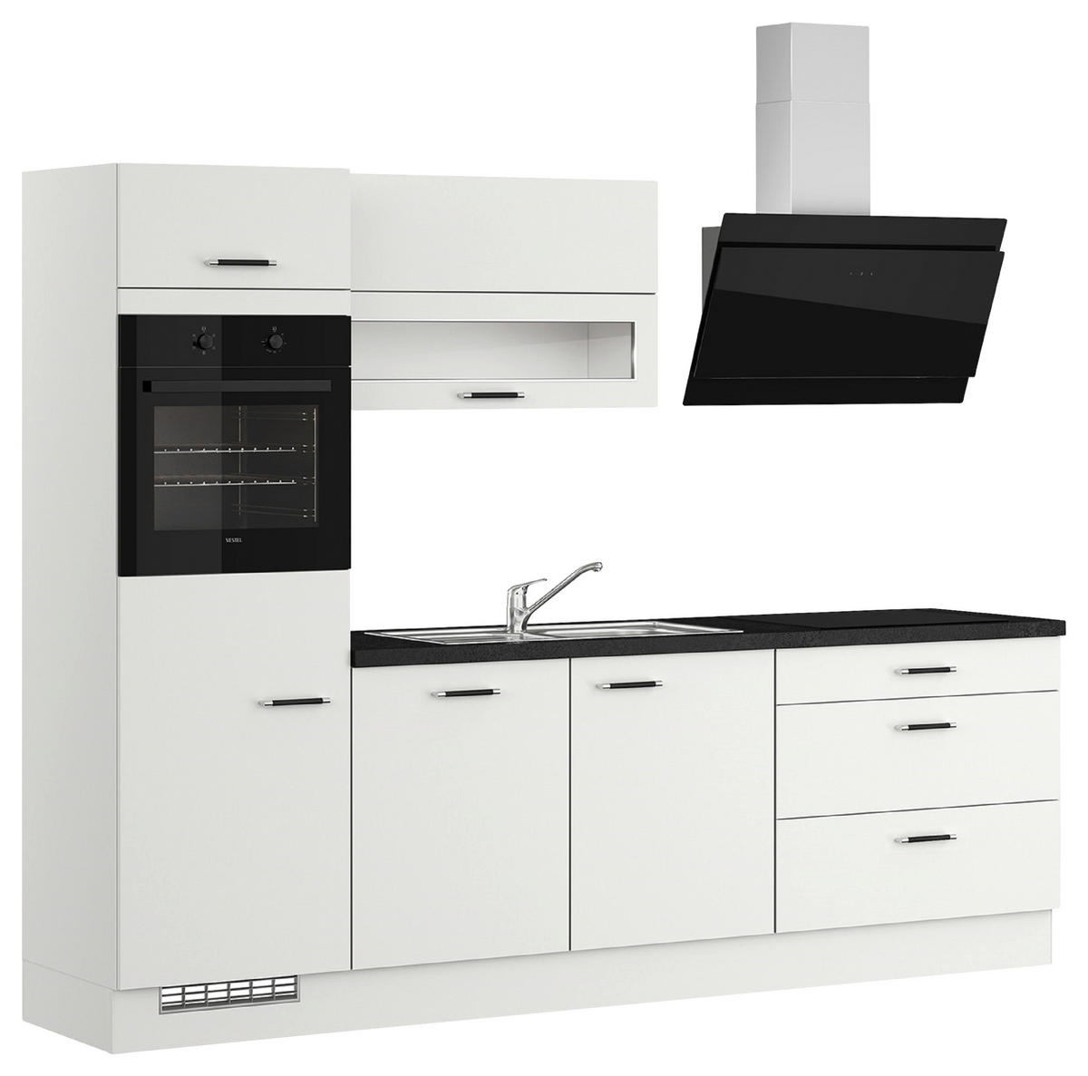 KÜCHENLEERBLOCK 270 cm   in Hellgrau  - Edelstahlfarben/Hellgrau, Design, Holzwerkstoff (270cm) - Impuls