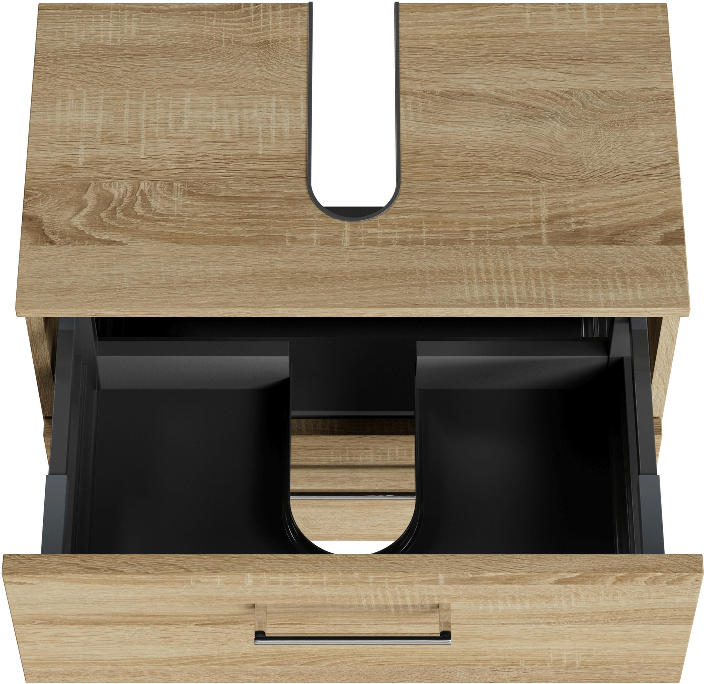 WASCHBECKENUNTERSCHRANK 60/49,8/33,3 cm  - Chromfarben/Eiche Bianco, KONVENTIONELL, Holzwerkstoff/Metall (60/49,8/33,3cm) - Sadena