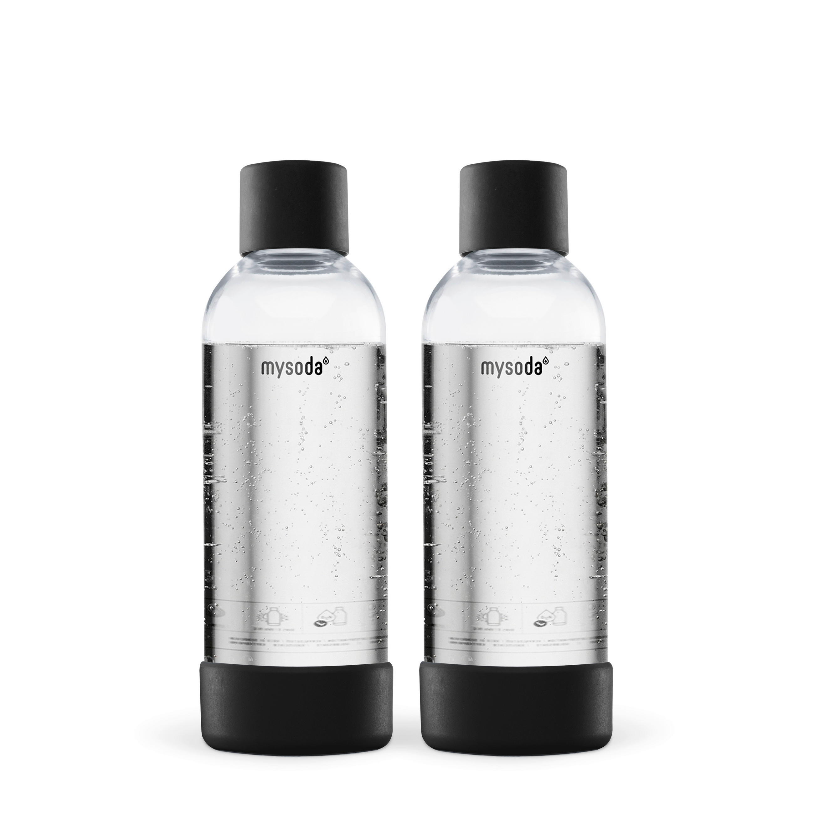 WASSERSPRUDLER-FLASCHE 2er Pack 1,0ltr.  - Schwarz, Basics, Naturmaterialien/Kunststoff (8.7/26.7cm) - mysoda