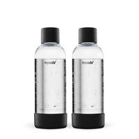 WASSERSPRUDLER-FLASCHE 2er Pack 1,0ltr.  - Schwarz, Basics, Naturmaterialien/Kunststoff (8.7/26.7cm) - mysoda