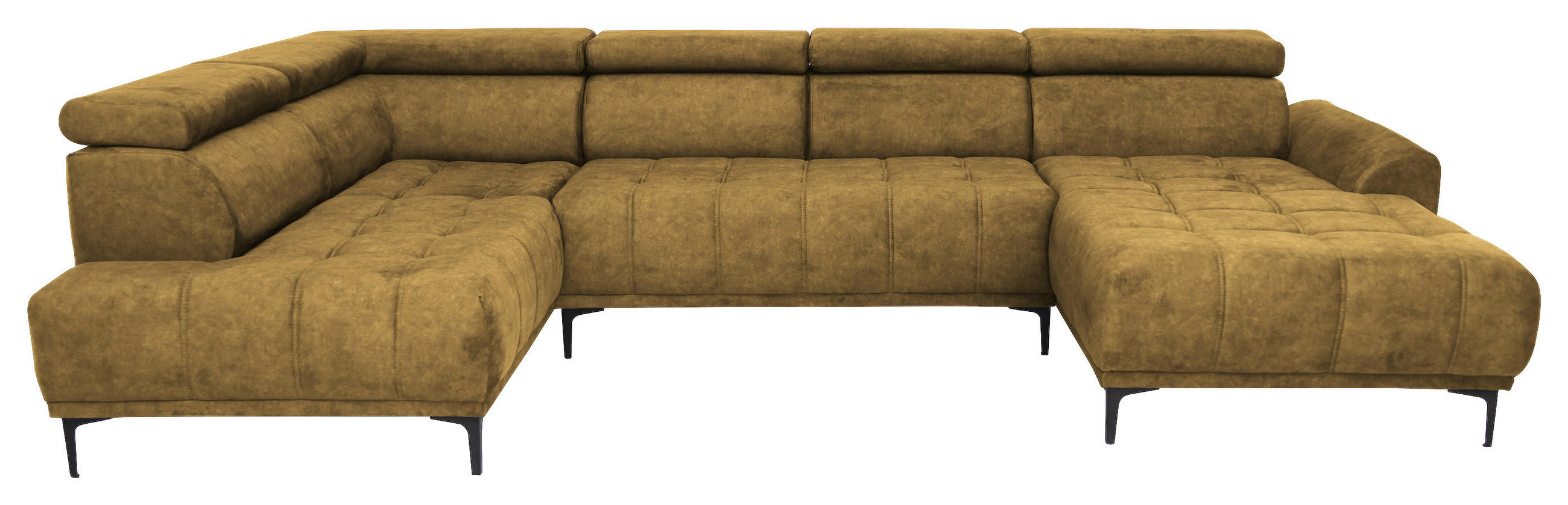 WOHNLANDSCHAFT Cancun Gelb, Goldfarben Velours  - Gelb/Goldfarben, Design, Textil/Metall (191/340/172cm) - Stylife
