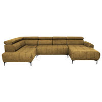 WOHNLANDSCHAFT Cancun Gelb, Goldfarben Velours  - Gelb/Goldfarben, Design, Textil/Metall (191/340/172cm) - Stylife
