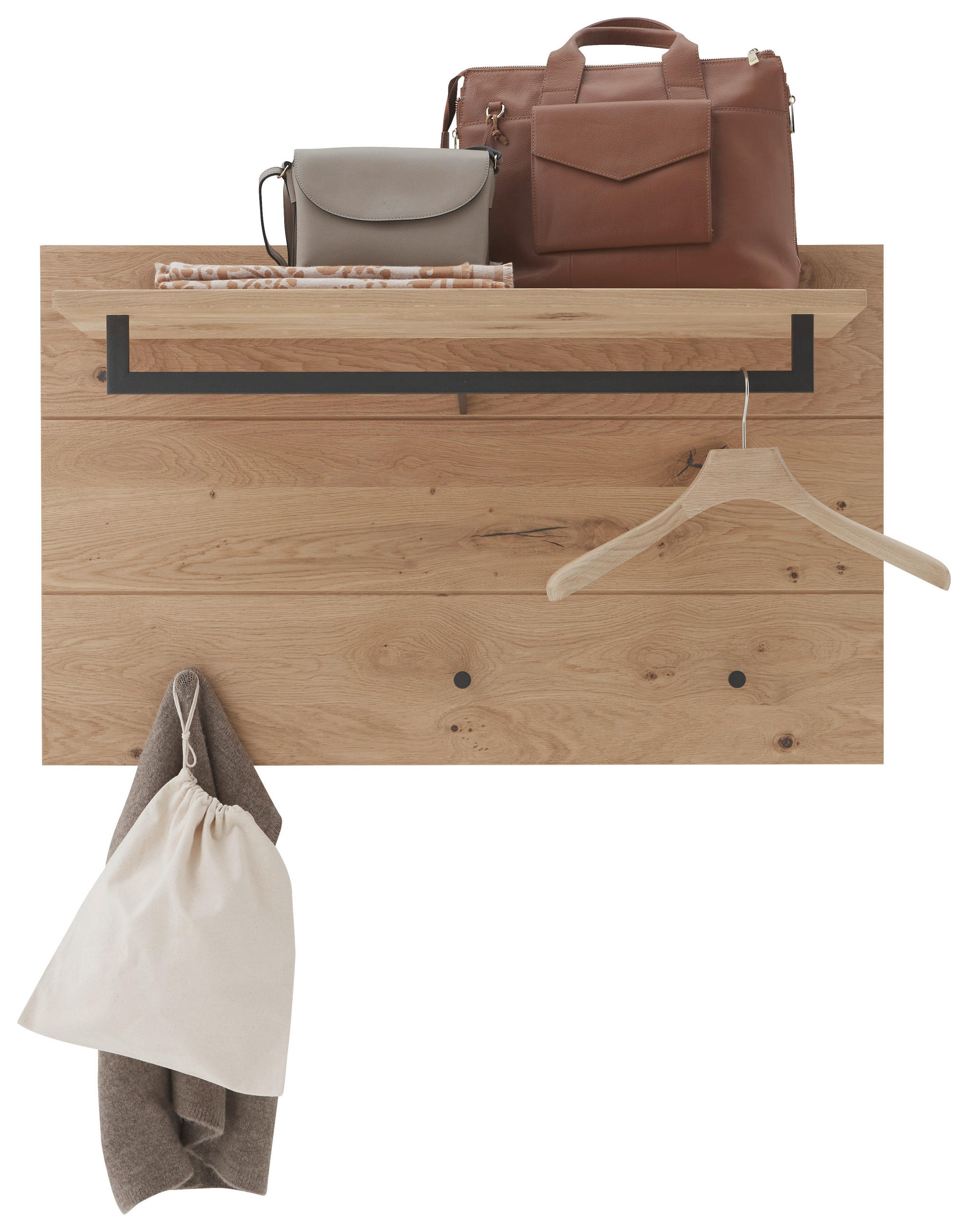 GARDEROBENPANEEL  in 99/61/33 cm  - Eichefarben/Graphitfarben, Natur, Holz/Metall (99/61/33cm) - Valdera