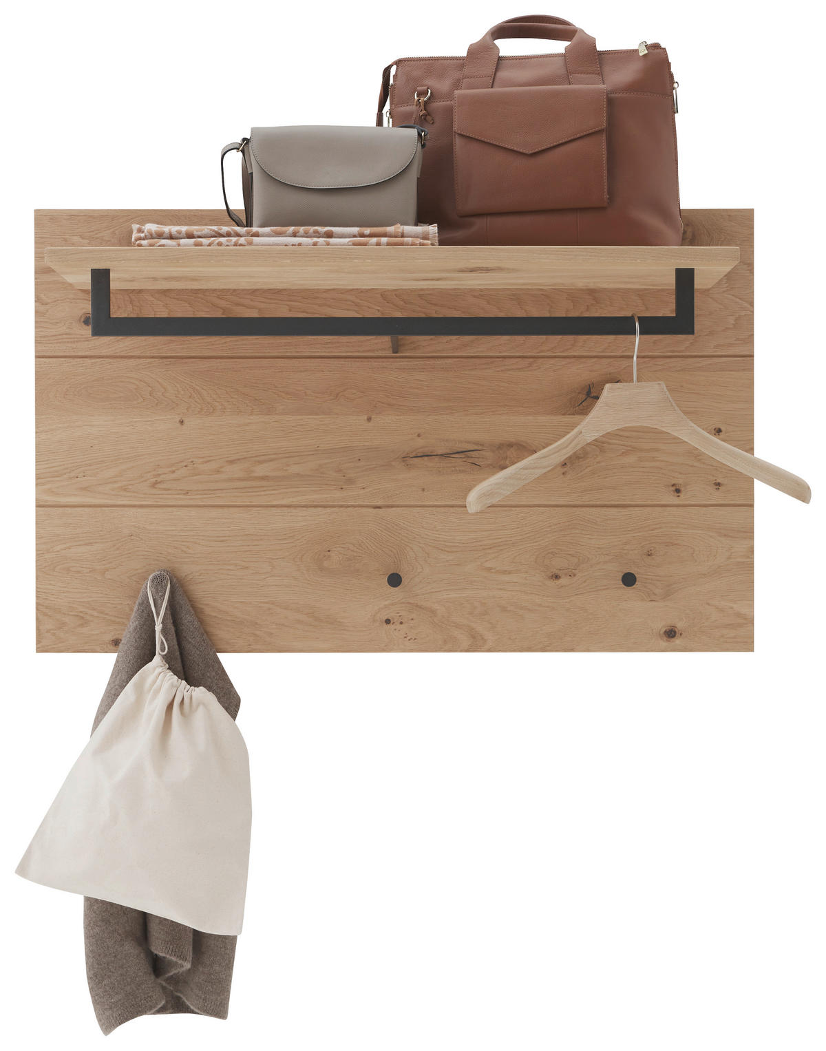 GARDEROBENPANEEL 99/61/33 cm  - Eichefarben/Graphitfarben, Natur, Holz/Metall (99/61/33cm) - Valdera