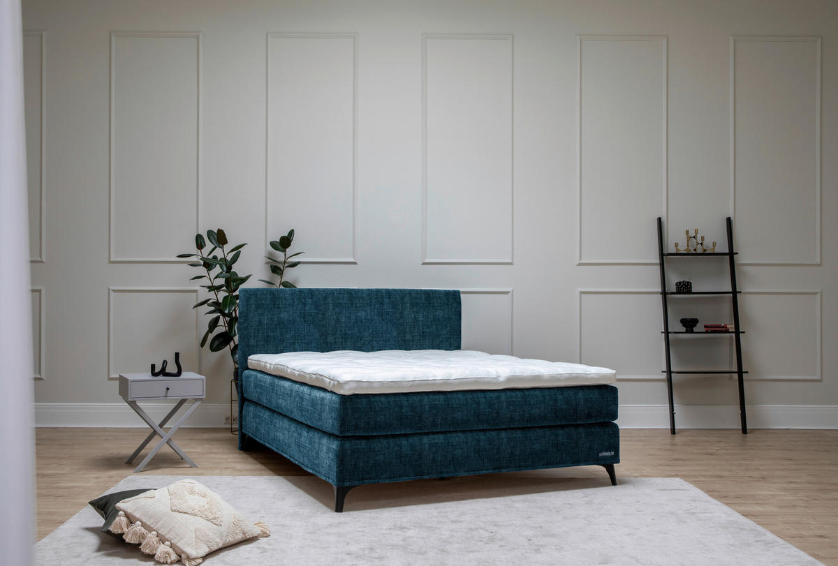 BOXSPRINGBETT 200/220 cm  in Petrol  - Petrol/Schwarz, Konventionell, Holz/Textil (200/220cm) - Sjöholm