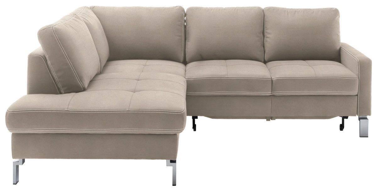 ECKSOFA in Mikrofaser Taupe  200/229 cm  - Taupe/Chromfarben, Design, Textil/Metall (200/229cm) - Pure Home Lifestyle