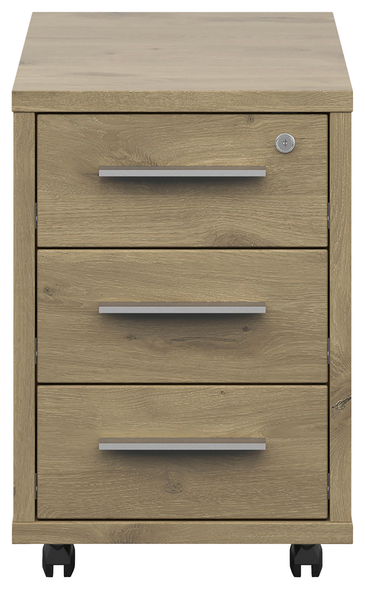 ROLLCONTAINER 43,8/64,2/65 cm  - Eichefarben/Silberfarben, Konventionell, Holzwerkstoff/Kunststoff (43,8/64,2/65cm) - Voleo