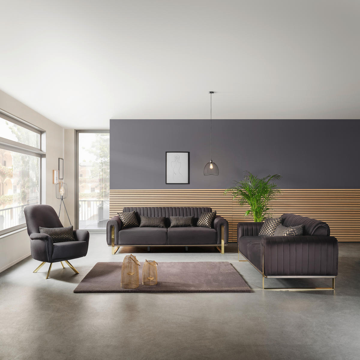 2-SITZER-SOFA Velours Schwarz  - Goldfarben/Schwarz, MODERN, Textil/Metall (180/83/90cm) - Livetastic