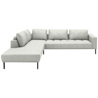ECKSOFA Flachgewebe Weiss  - Weiss/Schwarz, Design, Textil/Metall (270/308cm) - Pure Home Lifestyle