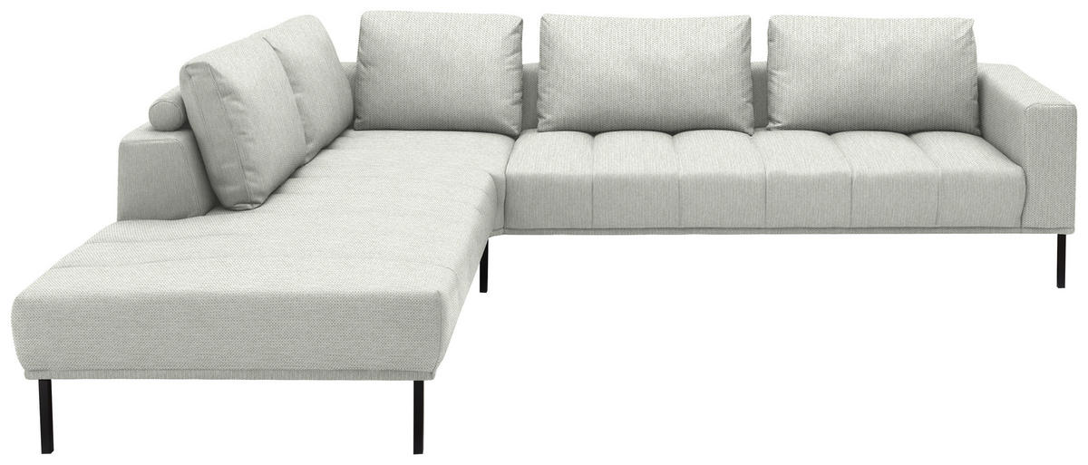ECKSOFA Flachgewebe Weiss  - Weiss/Schwarz, Design, Textil/Metall (270/308cm) - Pure Home Lifestyle