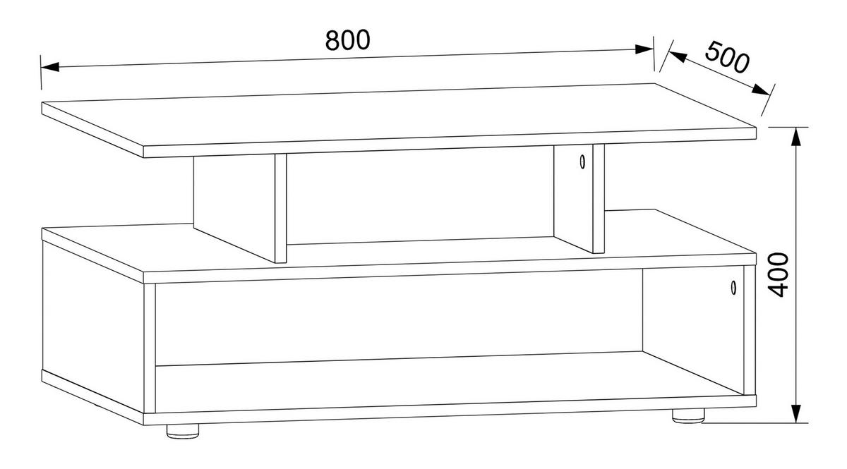 COUCHTISCH in Holzwerkstoff 80/50/40 cm  - Schwarz/Grau, Modern, Holzwerkstoff/Kunststoff (80/50/40cm) - MID.YOU
