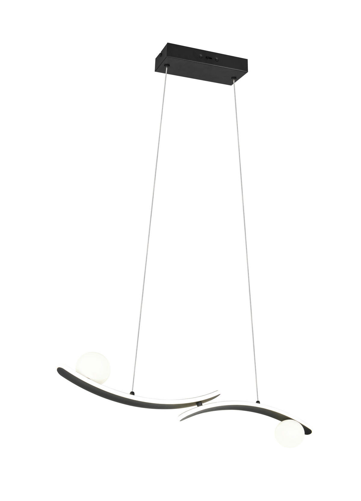 LED-HÄNGELEUCHTE Napoli 82/150 cm  - Schwarz/Weiß, Design, Glas/Kunststoff (82/150cm) - Trio Leuchten