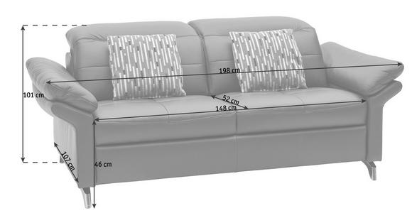 SOFA in Echtleder Weinrot - Chromfarben/Weinrot, Natur, Leder/Metall (198/101/107cm) - Dieter Knoll