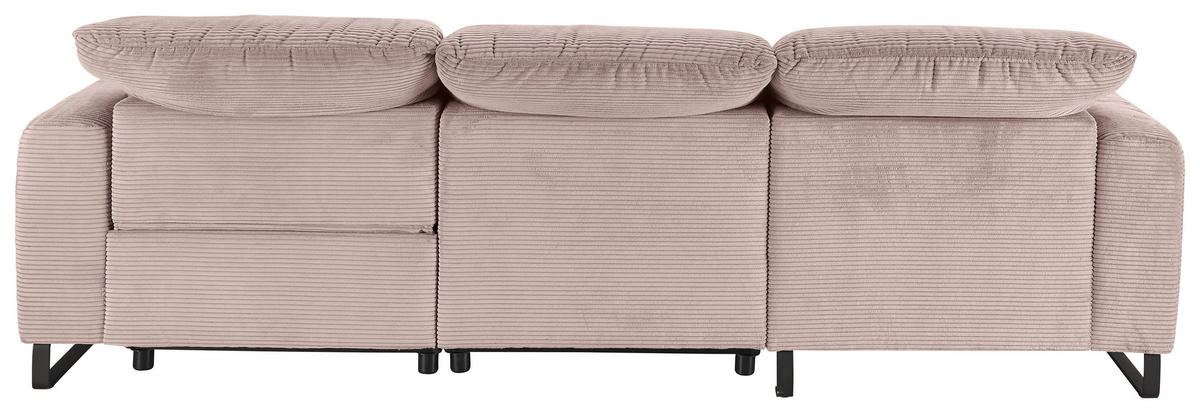ECKSOFA in Cord Rosa  - Schwarz/Rosa, Konventionell, Textil/Metall (180/266cm) - Hom`in