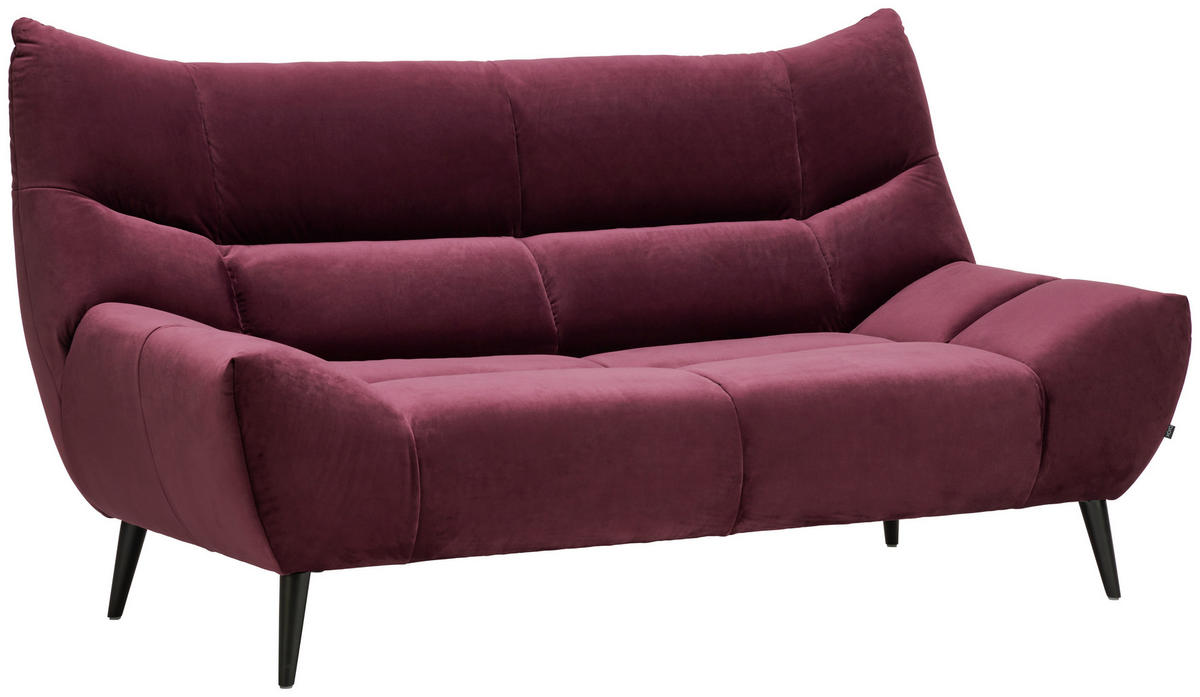 2-SITZER-SOFA in Mikrofaser Weinrot  - Weinrot/Schwarz, Design, Textil/Metall (190/106/99cm) - Xora