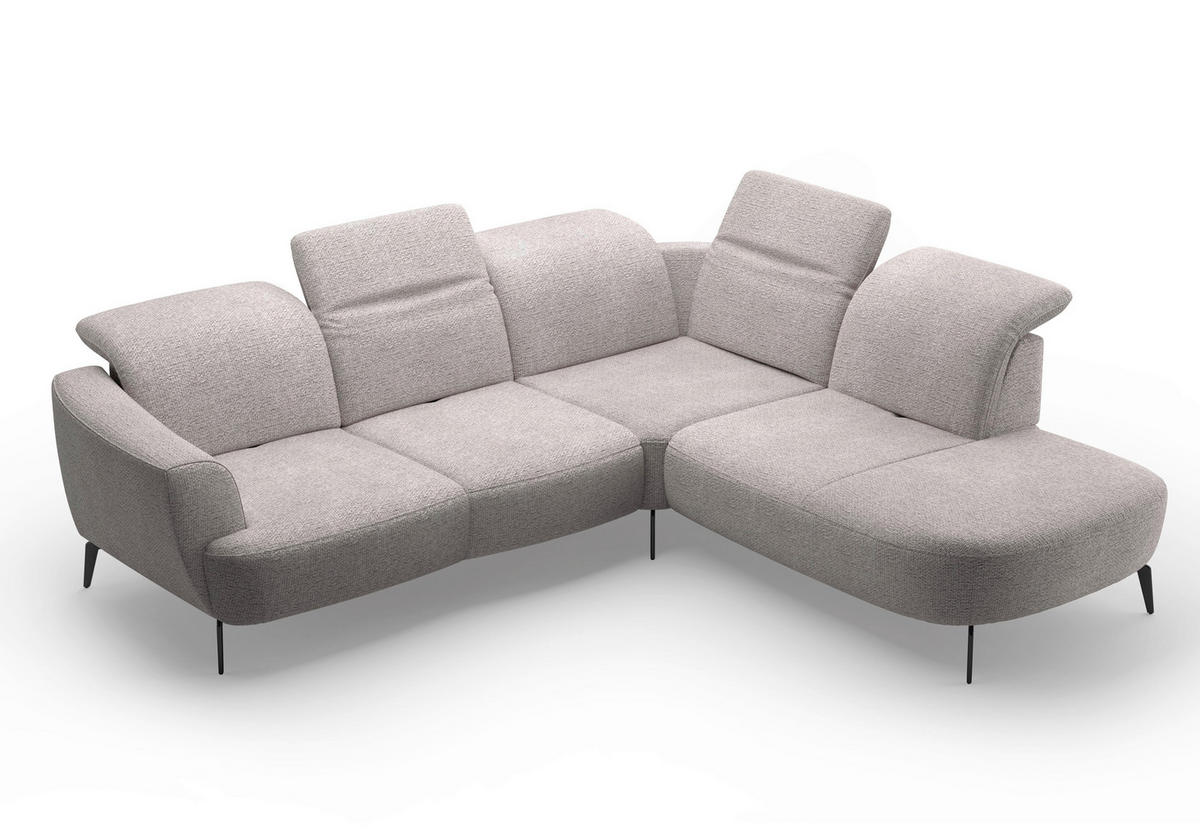 ECKSOFA ZOE E Silberfarben Chenille  - Silberfarben/Schwarz, KONVENTIONELL, Textil/Metall (300/267cm) - Sit & More