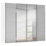 SCHWEBETÜRENSCHRANK 271/235/68 cm 4-türig Grau, Weiß  - Chromfarben/Weiß, Design, Glas/Holzwerkstoff (271/235/68cm) - Novel