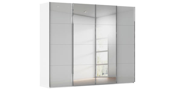 SCHWEBETÜRENSCHRANK 271/235/68 cm 4-türig Grau, Weiß - Chromfarben/Weiß, Design, Glas/Holzwerkstoff (271/235/68cm) - Novel