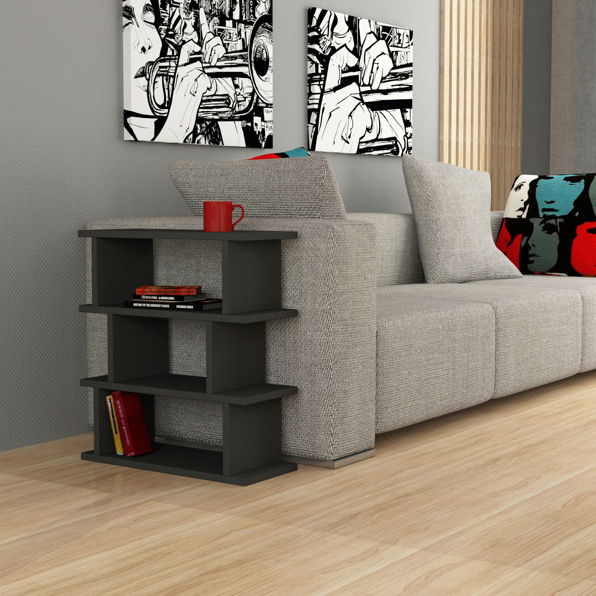 BEISTELLTISCH in Holzwerkstoff 54/22/60 cm  - Anthrazit, Design, Holzwerkstoff (54/22/60cm) - Livetastic