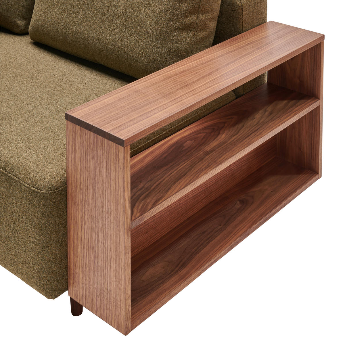 SCHLAFSOFA in Textil Olivgrün  - Nussbaumfarben/Olivgrün, Natur, Holz/Textil (228/90/100cm) - Joka