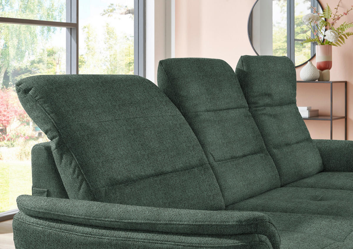 ECKSOFA in Flachgewebe Dunkelgrün  - Dunkelgrün/Schwarz, Konventionell, Textil/Metall (181/260cm) - Beldomo Speed