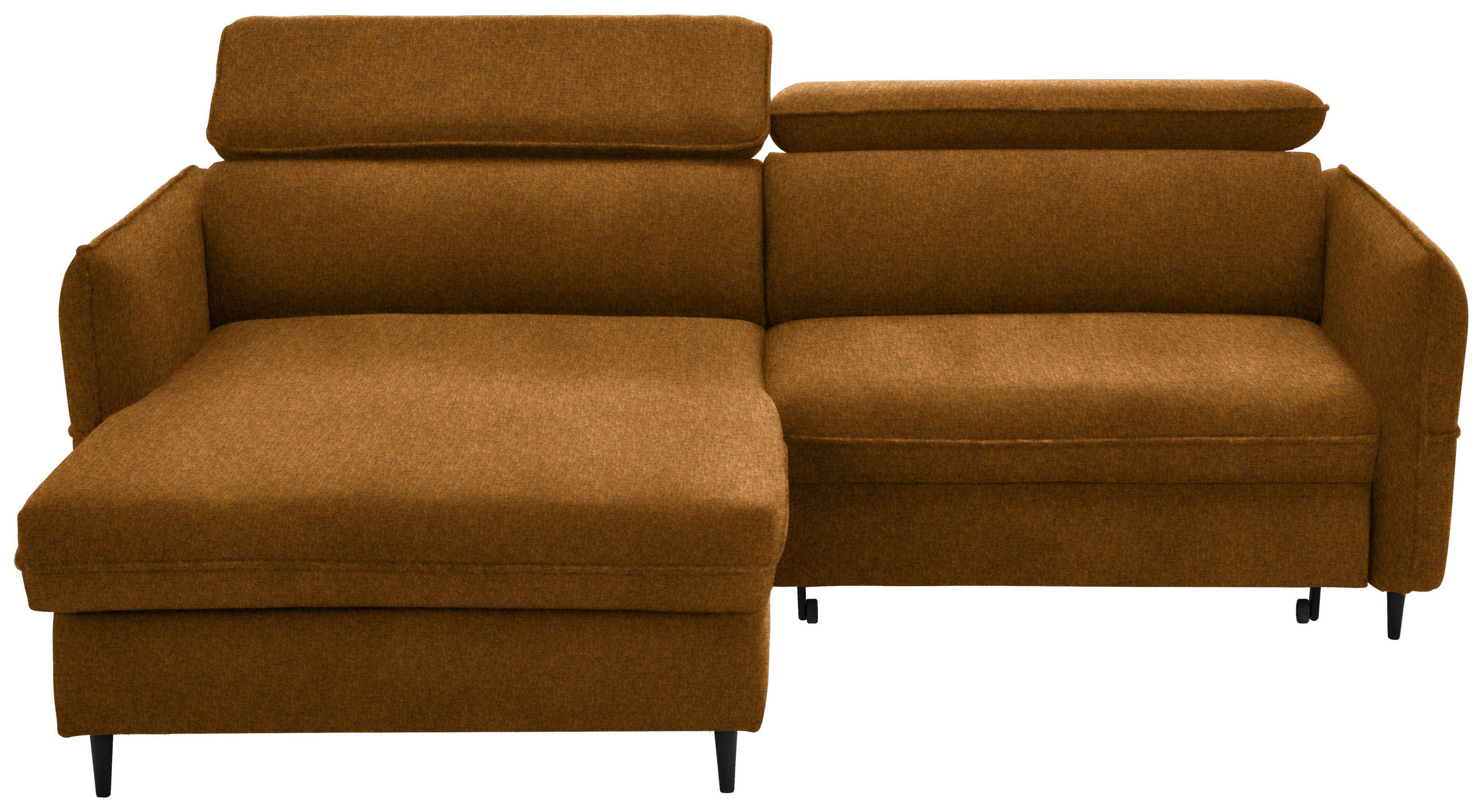ECKSOFA in Samt Gelb, Orange, Currygelb  - Currygelb/Gelb, Design, Holz/Textil (185/232cm) - Stylife