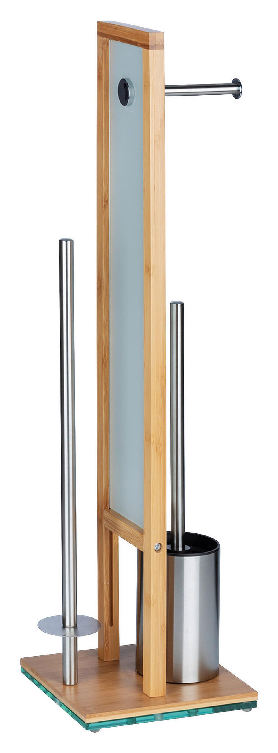 GARNITURĂ DE PERIE PENTRU WC in  plastic   - alb/culoare crom, Basics, plastic/sticlă (23/70/18cm) - Wenko