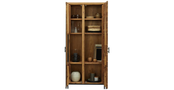 VITRINE in furniert, massiv Akazie Schwarz, Akaziefarben - Anthrazit/Schwarz, LIFESTYLE, Glas/Holz (94/199,2/40cm) - Landscape