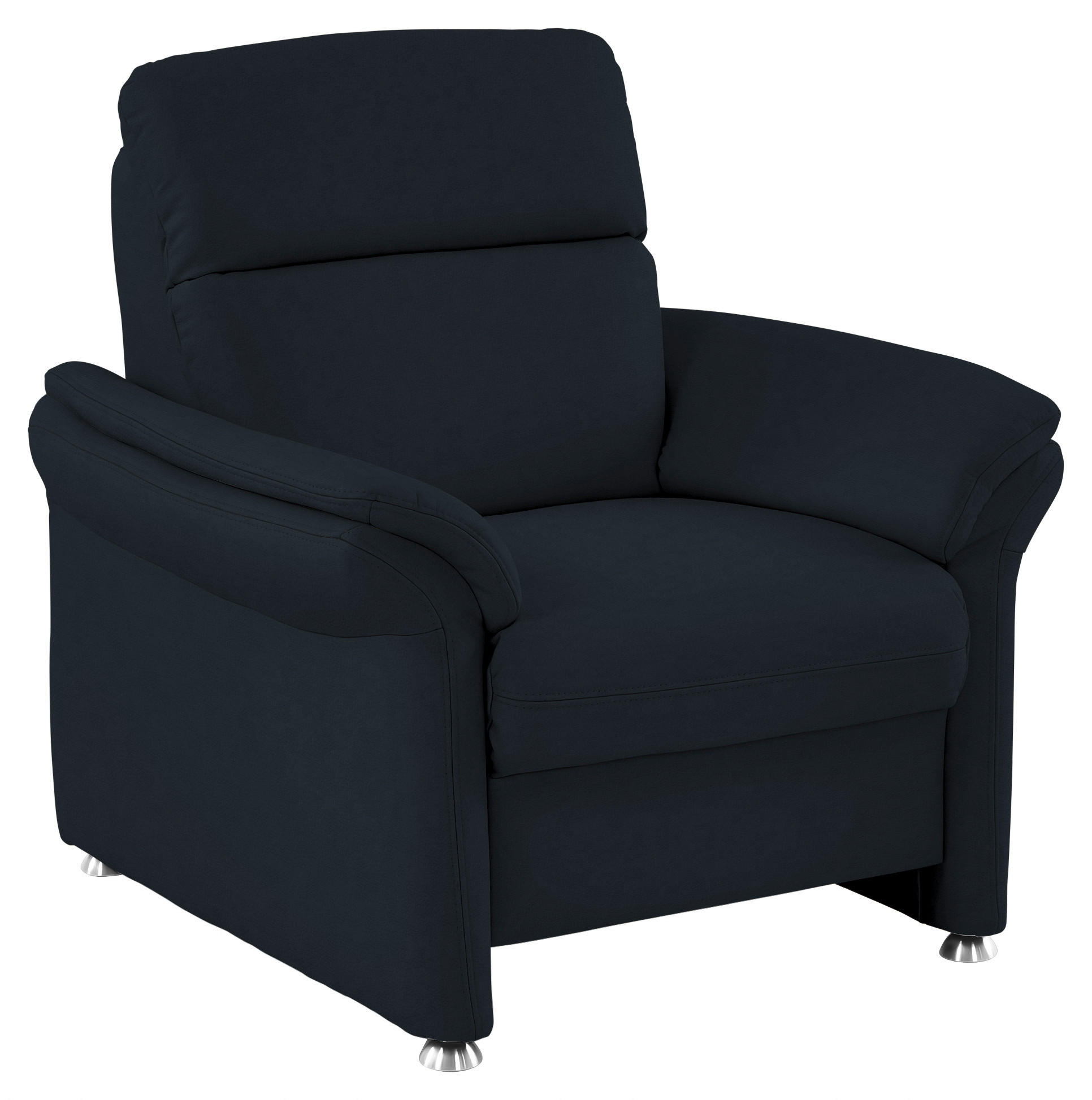 SESSEL in Echtleder Dunkelblau  - Alufarben/Dunkelblau, Konventionell, Leder/Metall (98/96/92cm) - Beldomo Premium