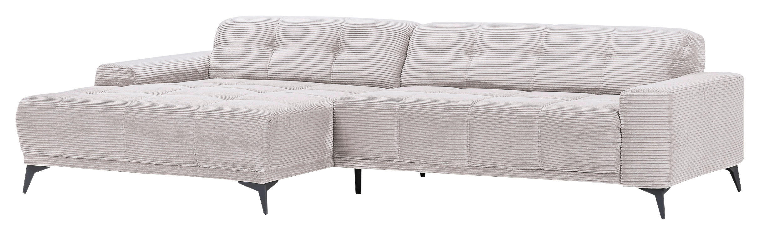 ECKSOFA Beige Cord  - Beige/Schwarz, KONVENTIONELL, Textil/Metall (165/295cm) - Carryhome