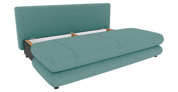 SCHLAFSOFA  in Mikrofaser Mintgrün  - Schwarz/Mintgrün, KONVENTIONELL, Kunststoff/Textil (212/93/90cm) - Carryhome
