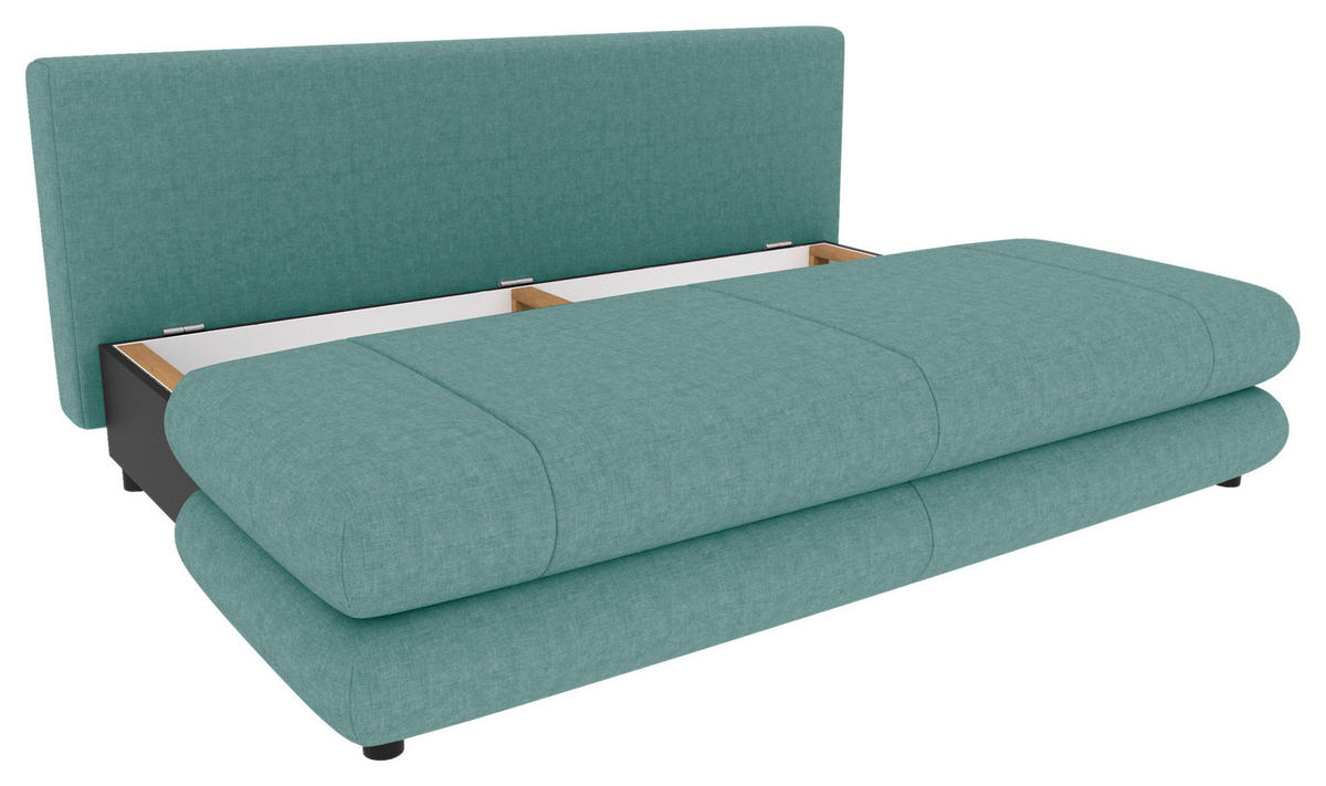 SCHLAFSOFA  mit Liegefunktion, Rücken echt Mikrofaser Mintgrün  - Schwarz/Mintgrün, KONVENTIONELL, Kunststoff/Textil (212/93/90cm) - Carryhome